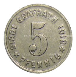Монета 5 пфеннигов 1919 года Германия  Нотгельд  Графрат