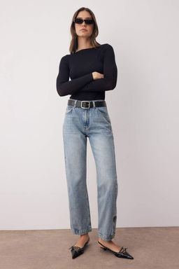 More Sustainable Mavi Pacas? Fermuar Detayl? Normal Bel Yeni Straight Jeans TWOAW26JE00038 - Trendyolmilla фото 2