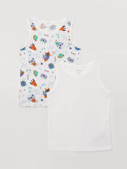 Bisiklet Yaka Pamuklu Erkek Bebek Atlet 2li