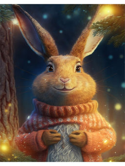 Алмазная мозаика 17*22см "Зайчик в свитере" 19цв. (НД-7604) полное заполнение, с подрамником