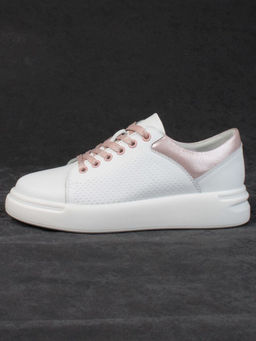 05-PDXT13-2 WHITE/PINK Кроссовки женские (натуральная кожа)