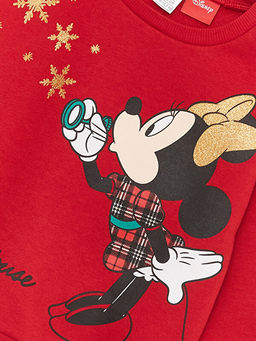 Bisiklet Yaka Uzun Kollu Minnie Mouse Bask?l? K?z Bebek Sweatshirt - Waikiki фото 2