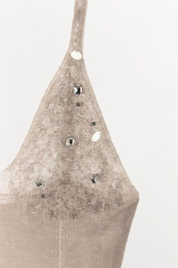 FINE KNIT TOP WITH JEWELS AND BEADS - Zara фото 7