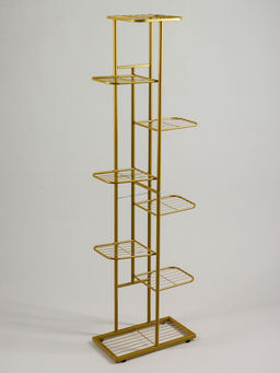 Подставка для цветов Greengo, 8 полок, 43×22×141 см, напольная, металл, цвет золотой