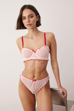 Pembe Tul Volanl? / F?rf?rl? Duz Kaps?z Ic Camas?r? Tak?m? THMAW26CC00015