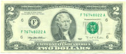 Банкнота 2 доллара 1995 года США