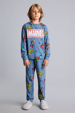 %100 Pamuk 2li Pijama TakДmД Marvel BaskДlД Erkek Гocuk