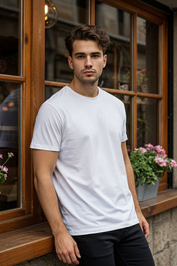Beyaz Slim/Dar Kesim K_sa Kollu %100 Pamuklu Bisiklet Yaka T-Shirt TMNSS19BO0001