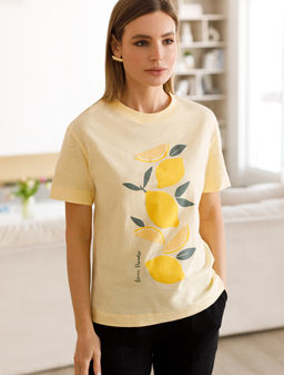 VILATTE / Футболка из фактурного полотна с авторским принтом