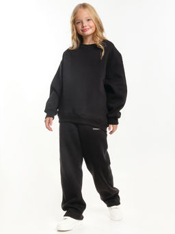 Костюм спортивный для девочки теплая школьная форма с начесом 22-7318 черный - Mini maxi фото 7