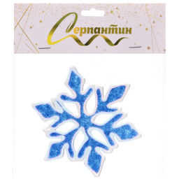 Цена за 4 шт. Наклейка на стекло "Искристая снежинка" 15*20 см, Сапфир