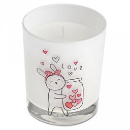 Свеча "Заячья радость-2" д7см, h9см, парафин, в стеклянном стакане, с декором, время горения 32 часа (Россия)