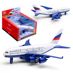 Машина металл свет-звук Авиалайнер 22см, подв. дет., инер., коробка