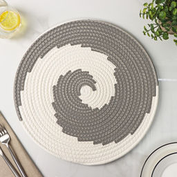 Цена за 6 шт. Салфетка сервировочная на стол Доляна Гипноз, d=38 см, цвет серо-белый  фото 2