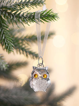 Ёлочные игрушки 3 шт. Зимнее волшебство. Совушки, 3.53 см, прозрачный фото 7