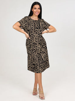 756 ЖЕНСКОЕ ПЛАТЬЕ (Черный/бежевый)