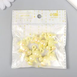 Цена за 5 шт. Декор для творчества пластик «Перламутровый мишка с петелькой», нежно-жёлтый, 3×1.4×3.1 см