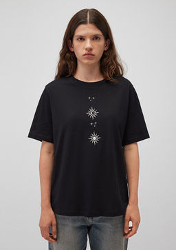 Bask?l? Siyah Tisort - Mavi фото 3