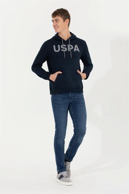 Мужская темно-синяя толстовка с капюшоном Basic - U.s. polo assn фото 6