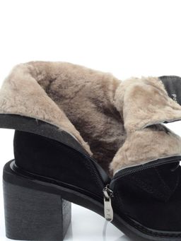 04-E21W-2B BLACK Ботинки зимние женские (натуральная замша, натуральный мех) - Фабричный китай фото 17