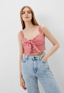 Блузка-топ в красно-белую клетку