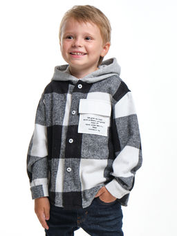 Рубашка с капюшоном комфорт и стиль UD 7988 клетка черная - Mini maxi фото 13