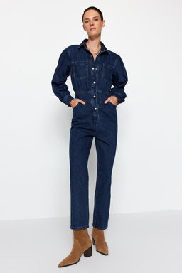 TRENDYOLMILLA Lacivert Balon Kollu Denim Tulum TWOAW22TU0041  фото 2