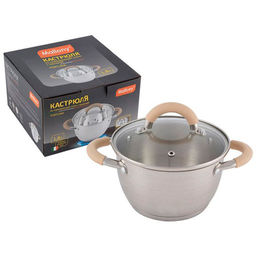 Кастрюля Fortuna 1.8л, нерж.сталь, крышка, матовый корпус, ручки с силиконом арт.007217 /Mallony/  фото 2