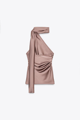 SATIN HALTER SCARF TOP - Zara фото 5