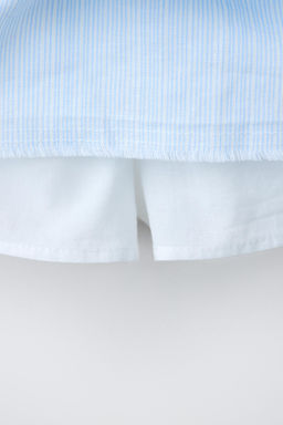 FALDA VOLANTES CON LINO Y ALGOD?N / Azul / Blanco - Zara фото 4