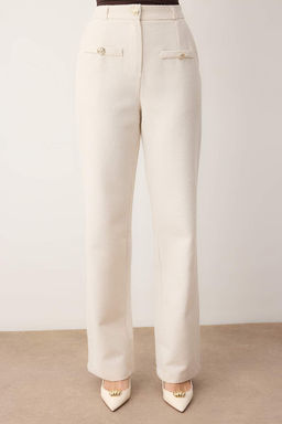 Ekru Tuvit Dugme Detayl? Pantolon TWOAW26PL00172