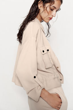 CHAQUETA SAFARI MANGA REMANGADA / Beige - Zara фото 4