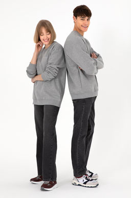 Мужской серый меланжевый базовый свитшот Неожиданная скидка в корзине