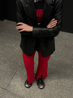 CONTE Брюки из футера с рельефными швами и разрезами LBK 2595 tomato