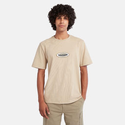 Футболка Timberland T-Shirt Oval Logo Authentic Fit бежевая  фото 3