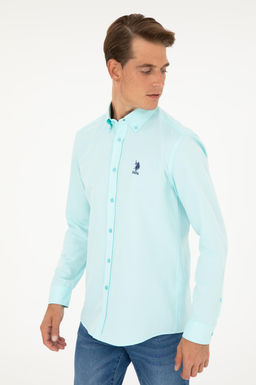 Мужская базовая рубашка зеленого цвета с длинным рукавом Неожиданная скидка в корзине - U.s. polo assn фото 3