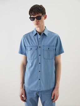 Regular Fit K?sa Kollu Erkek Jean G?mlek