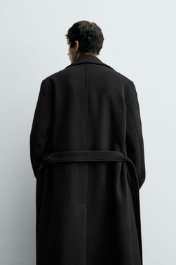DOUBLE-BREASTED WOOL BLEND COAT WITH BELT - Zara фото 3