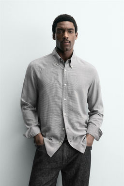 VISCOSE-WOOL BLEND CHECK SHIRT - Zara фото 2