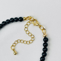 Браслет из черного Агата и Коралла 16,5 см +