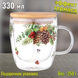 КРУЖКА С ДВОЙНЫМИ СТЕНКАМИ CELEBRATION 330 МЛ С БАМБУК.КРЫШКОЙ