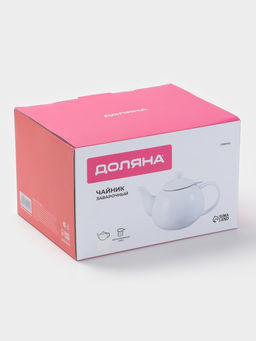 Чайник заварочный Доляна Глянец, 1.1 л, с ситечком, керамика, белый фото 4