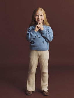 Bisiklet Yaka Nak??l? Uzun Kollu K?z ?ocuk Kazak