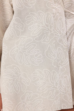 Ekru Dokuma Cicek Desen Islemeli Midi Plaj Kimono&Kaftan TBESS25KM00030 - Trendyolmilla фото 3