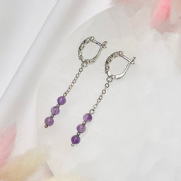 Серьги на цепочке из Аметиста