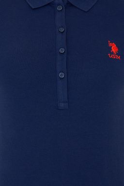 U. S. Polo Assn Женская темно-синяя базовая футболка с воротником-поло - U.s. polo assn фото 6