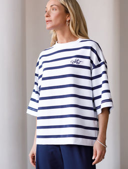 Свободная футболка из хлопкового футера с эластаном