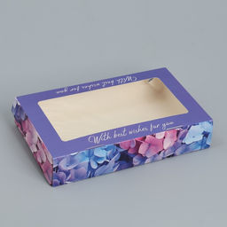 Цена за 10 шт. Кондитерская упаковка, коробка с ламинацией «Гортензия», 20 х 12 х 4 см