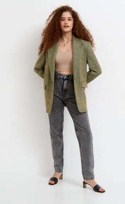 Джинсы женские момы с высокой талией F922-0115 черные