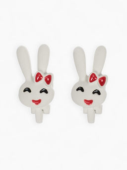 Серьги-клипсы детские «Выбражулька» зайчики, белые